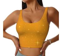 WZYCWB Gilet de sport pour femme - Coupe ajustée - Motif étoiles orange - Pour danse, pilates, cardio, course à pied, noir, X-Large