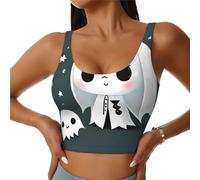 WZYCWB Gilet de sport pour femme - Coupe ajustée - Motif petit fantôme sautant - Pour danse, pilates, cardio, course à pied, noir, Medium