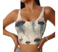 WZYCWB Gilet de yoga pour femme Coupe ajustée Motif méduses suspendues Convient pour Pilates, cardio, course à pied, noir, XX-Large