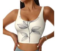 WZYCWB Gilet de yoga slim fit pour femme - Croquis de plantes imprimées, convient pour pilates, cardio, course à pied, noir, XX-Large