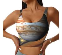 WZYCWB Gilet de yoga slim fit pour femme - Imprimé paysage Jupiter - Convient pour pilates, cardio, course à pied, noir, X-Large