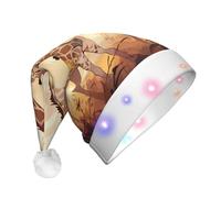 WZYCWB Girafe mère et enfant adulte Nouvel An Noël chapeau avec lumières LED chapeau de Noël unisexe peluche chapeau de Noël Nouvel An Noël fête cadeau
