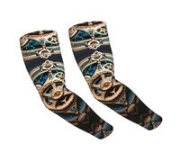 WZYCWB Girafe mère et enfant Imprimés Ice Silk Armguards manches élastiques pour la conduite d'été et les sports de plein air, Engrenages Steampunk., taille unique
