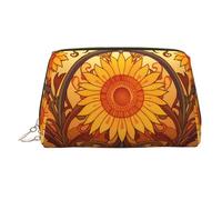 WZYCWB Gloomy Weather Trousse à maquillage en cuir à motifs - Parfaite pour les bagages à main ou l'organisation à la maison, Gerbera avec ondulation, Taille unique