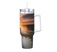 WZYCWB Gobelet à glace à motif de cascades intéressant - Tasse sous vide double couche en acier inoxydable de 1,2 L, étanche et portable