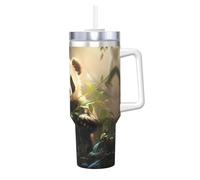 WZYCWB Gobelet à glace à motif de panda mignon - Tasse sous vide double couche en acier inoxydable de 1,2 L, étanche et portable