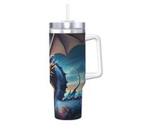 WZYCWB Gobelet à glace à motif dragon rugissant - Tasse sous vide double couche en acier inoxydable de 1,2 L, étanche et portable