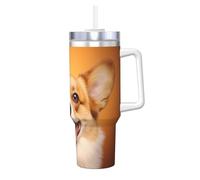 WZYCWB Gobelet à glace Happy Corgi - Gobelet isotherme double couche en acier inoxydable de 1,2 l - Étanche et portable