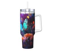 WZYCWB Gobelet à glace motif papillons dans les rêves - Tasse sous vide double couche en acier inoxydable de 1,2 L, étanche et portable