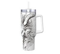 WZYCWB Gobelet à glace motif tête de la bête - Tasse sous vide double couche en acier inoxydable de 1,2 L, étanche et portable