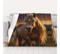 WZYCWB Golden Pony Couverture en flanelle imprimée de 101,6 x 76,2 cm - 76,2 à 203,2 cm. Une couverture chaude pour l'automne à la maison et une couverture de voyage portable.