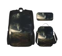 WZYCWB Grand sac à dos Tornado (3 pièces) - Sac d'école pour étudiant + trousse + sac à déjeuner + sac à dos de grande capacité