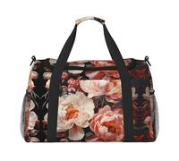 WZYCWB Grand sac de voyage portable pour le week-end, le fitness, le yoga, le fitness et d'autres scénarios, Pivoines blanches brillantes, Taille unique