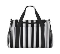 WZYCWB Grand sac de voyage portable pour le week-end, le fitness, le yoga, le fitness et d'autres scénarios, Noir/blanc/rayures, Taille unique