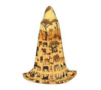 WZYCWB Grande cape à capuche imprimée animaux africains de la prairie, costume de fête, carnaval, accessoire de fête, tailles S/M/L