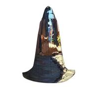 WZYCWB Grande cape à capuche imprimée de chat errant dans l'allée, costume de fête, carnaval, tailles S/M/L