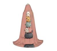 WZYCWB Grande cape à capuche imprimée de chats empilés, costume de vacances, carnaval, accessoire de fête, tailles S/M/L