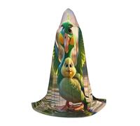 WZYCWB Grande cape à capuche imprimée perroquet vert - Costume de fête de vacances - Accessoire de fête de carnaval - Tailles S/M/L