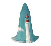 WZYCWB Grande cape à capuche imprimée phare Towering - Costume de fête de vacances - Accessoire de fête de carnaval - Tailles S/M/L