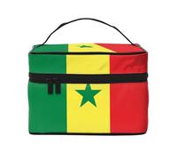 WZYCWB Grande trousse de maquillage drapeau du Sénégal pour femme, sac de maquillage portable de grande capacité, sac de rangement pour filles, noir, taille unique, noir, taille unique, Noir , Taille
