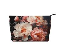 WZYCWB Grande trousse de toilette à motif d'épaulards, indispensable pour organiser les cosmétiques et les produits de soins de la peau., Pivoines blanches brillantes, Taille unique