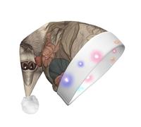 WZYCWB Gros plan du bonnet de Père Noël à motifs œil de chat profond | Chapeau de vacances lumineux en peluche pour Noël, Nouvel An et événements de fête