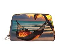 WZYCWB Hamac de plage portable en cuir, sac de maquillage de voyage avec poche, sac de rangement cosmétique de grande capacité, blanc, taille unique, blanc, taille unique, blanc, Taille unique