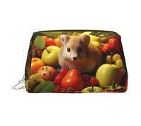 WZYCWB Handsome Dogs Trousse à maquillage en cuir à motifs de chiens - Parfaite pour le transport ou l'organisation de la maison, Hamster et fruits, Taille unique