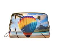 WZYCWB Hawaii Hot Air Balloon Trousse de maquillage en cuir avec poches, sac de voyage portable, sac de rangement cosmétique de grande capacité,