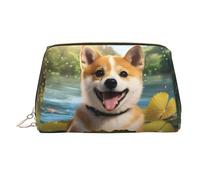 WZYCWB Heads Up Trousse à maquillage en cuir Motif poisson - Parfait pour le transport ou l'organisation de la maison, Happy Shiba Inu, Taille unique
