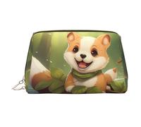 WZYCWB Heads Up Trousse à maquillage en cuir Motif poisson - Parfait pour le transport ou l'organisation de la maison, Chien assis heureux, Taille unique