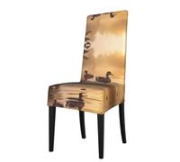 WZYCWB Housse de chaise décorative et protectrice - Paire de canards colverts flottants - Tissu extensible - Amovible et lavable