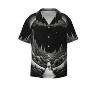 WZYCWB Illustration Dream Core Chemise à manches courtes imprimée pour homme - Chemise boutonnée décontractée disponible dans les tailles S-4XL, noir, Taille M