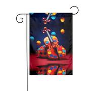 WZYCWB Image de fond violon drapeaux décoratifs de jardin imprimés, petits drapeaux d'extérieur imperméables, décoration d'ambiance festive