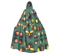 WZYCWB Insecte Atlas Imprimé Adulte Party Decoration Cape Halloween Cape à Capuche Unisexe Halloween Carnaval Mascarade Jeu de Rôle