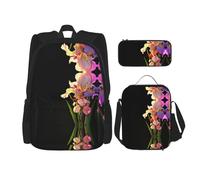 WZYCWB Iris Flowers Sac à dos (3 pièces) Sac à dos grande capacité Sac d'école étudiant Trousse à crayons Sac à déjeuner Combinaison