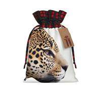 WZYCWB Jaguar Head Sacs cadeaux de Noël pour décorations de fête de Noël, 21 x 30 cm, sacs cadeaux en toile de jute avec cordon de serrage