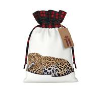 WZYCWB Jaguar in den Sacs cadeaux de Noël pour décorations de fête de Noël, 21 x 30 cm, sacs cadeaux en toile de jute avec cordon de serrage
