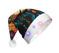 WZYCWB Joli bonnet de Père Noël à motifs de lion | Chapeau de vacances lumineux en peluche pour Noël, Nouvel An et événements de fête