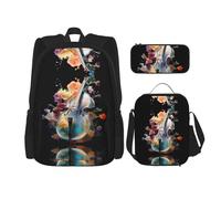 WZYCWB Joli cartable en violoncelle + trousse + sac à déjeuner pour tous les jours