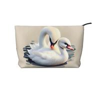 WZYCWB Joli petit cygne en velours côtelé, sac à main portable à fermeture éclair, adapté pour les voyages et le rangement quotidien, les cosmétiques