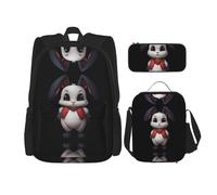 WZYCWB Joli petit lapin Campus Life sac à dos (3 pièces) - Sac d'école + trousse à crayons + sac à déjeuner, répond à tous les besoins quotidiens des étudiants