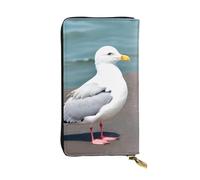 WZYCWB Joli portefeuille en cuir de mouette, compartiment à fermeture éclair, grande capacité, bon cadeau pour les amis, pochette de 19,1 x 10,4 cm de long, noir, taille unique, Noir , Taille unique