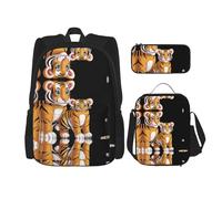 WZYCWB Joli sac à dos tigre (3 pièces), sac à dos grande capacité, sac d'école, trousse à crayons, sac à déjeuner