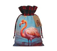 WZYCWB Joli sac cadeau de Noël flamant rose, sacs cadeaux en toile de jute avec cordon de serrage pour fournitures de fête de Noël, sacs de décoration, 21 x 30 cm
