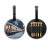 WZYCWB Joli sac de rangement pour tees de golf imprimé spécial train de nuit enneigé - Design portable avec boucle de suspension