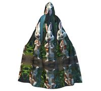 WZYCWB Jolie cape à capuche avec motif lapin blanc, robe de cosplay pour homme et femme, costume d'Halloween pour adulte