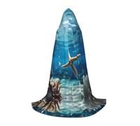 WZYCWB Jolie cape à capuche imprimée étoile de mer S parfaite pour les magiciens et les costumes de jeu de rôle (S-L)