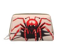 WZYCWB Jolie petite araignée rouge trousse de maquillage en cuir avec poches, sac de voyage portable, sac de rangement cosmétique de grande capacité,