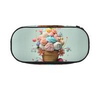 WZYCWB Jolie trousse à crayons de grande capacité pour crème glacée - Boîte de rangement multifonctionnelle, portable et durable pour fournitures de bureau et scolaires, Noir , Taille unique, Trousse